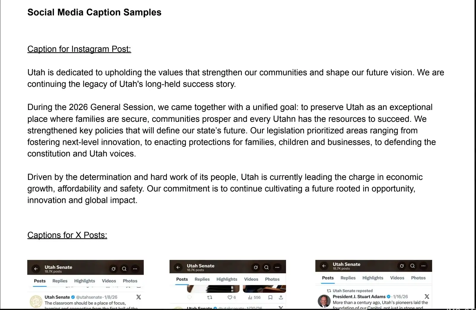 Social Media Captions