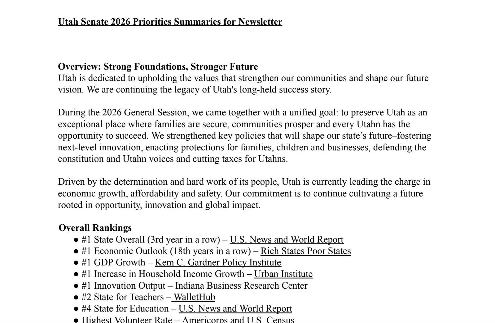 Edited Newsletter Sample
